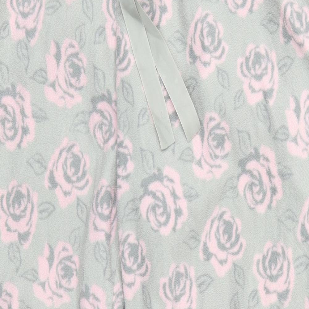 George Womens Grey Floral Polyester Trousers  Size 16 L27 in Regular Drawstring - Pink Roses Pyjama Pants