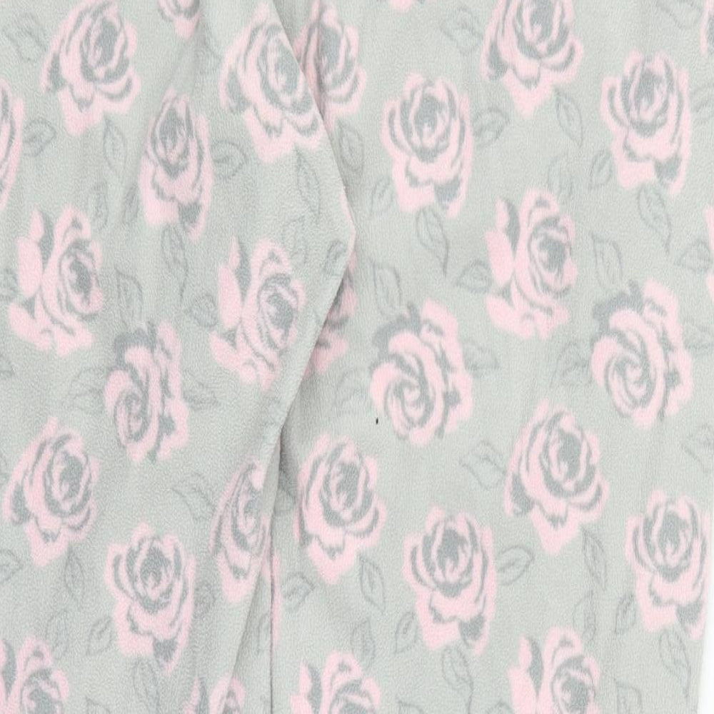George Womens Grey Floral Polyester Trousers  Size 16 L27 in Regular Drawstring - Pink Roses Pyjama Pants