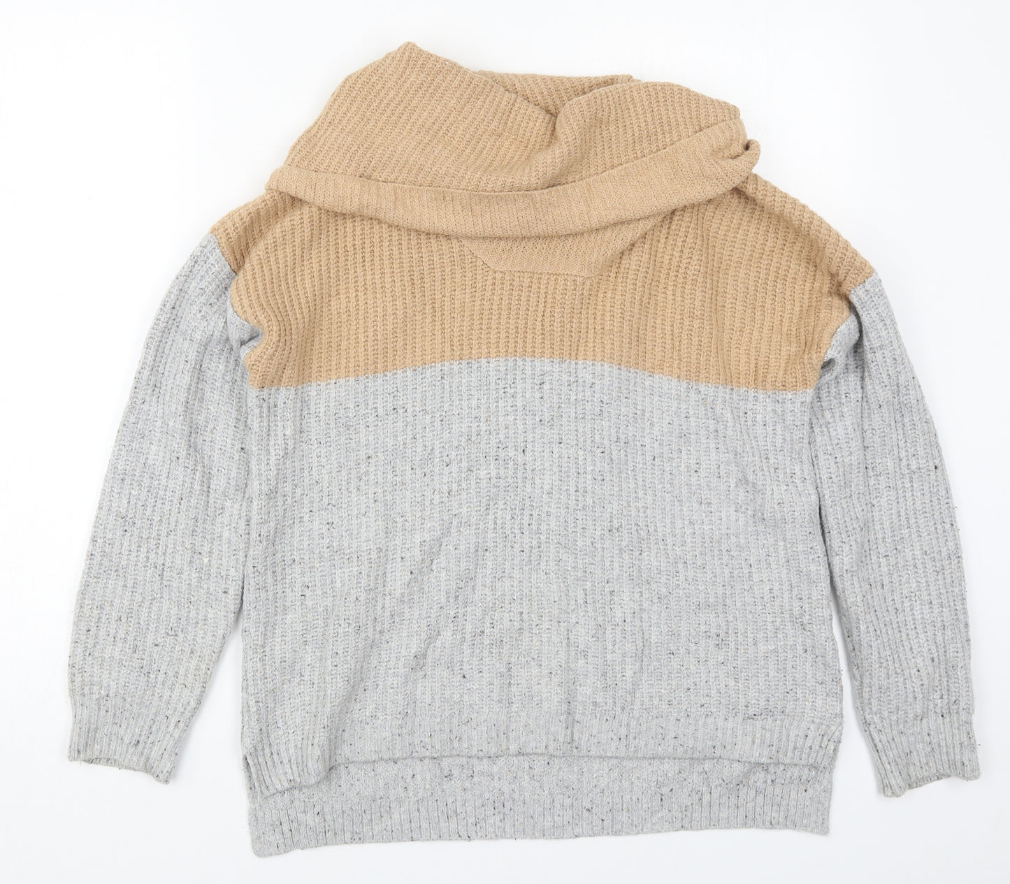 Yes Lola Womens Beige Roll Neck  Cotton Pullover Jumper Size S   - Grey