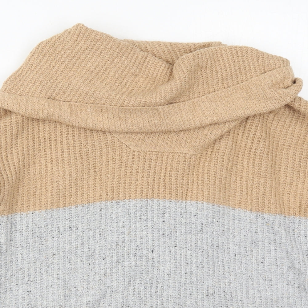 Yes Lola Womens Beige Roll Neck  Cotton Pullover Jumper Size S   - Grey
