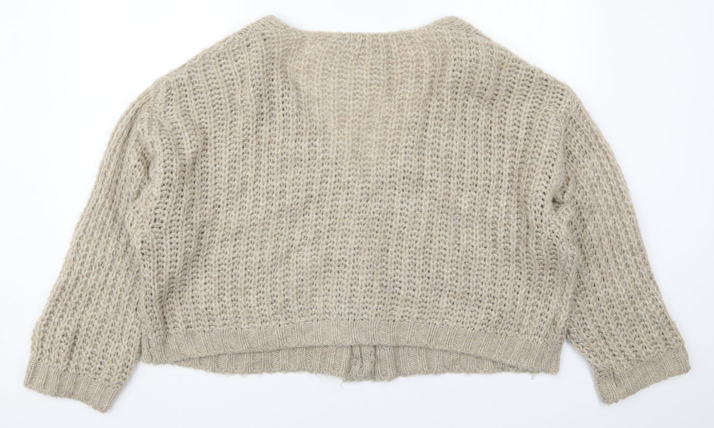Viola Mati Womens Beige V-Neck  Acrylic Cardigan Jumper Size M