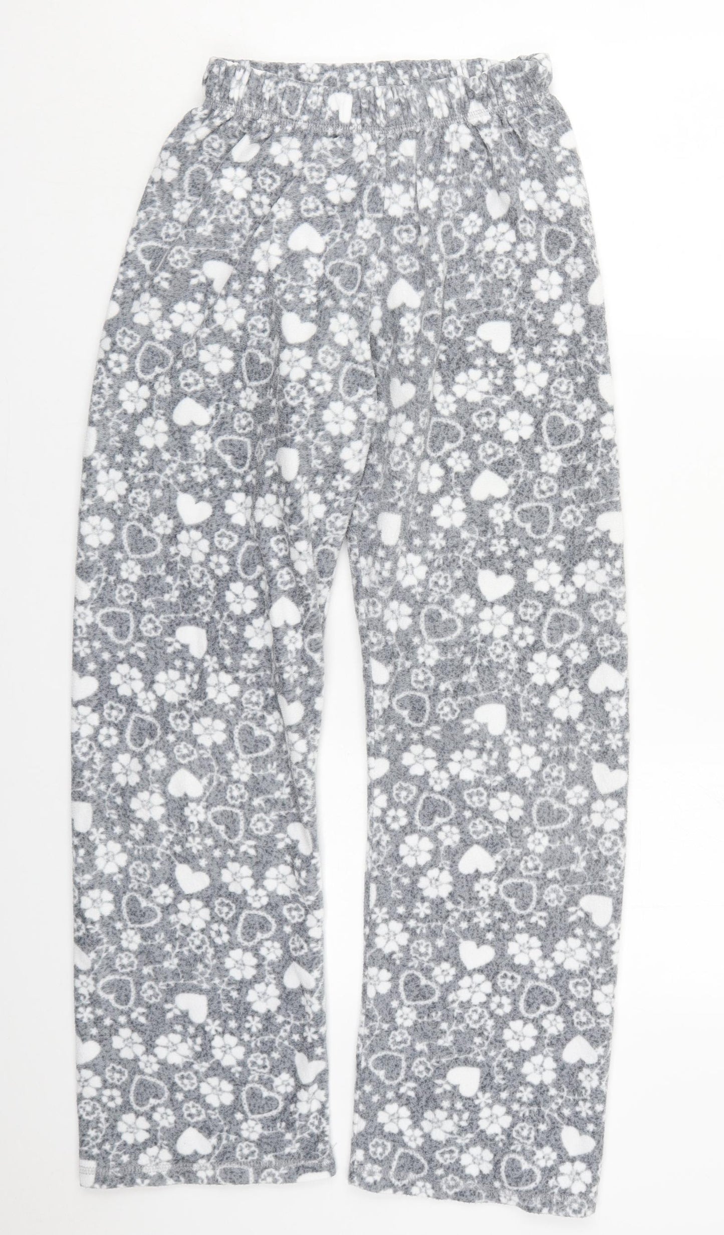 Primark Womens Grey Floral Polyester Trousers  Size 6 L28 in Regular  - Pyjama Pants