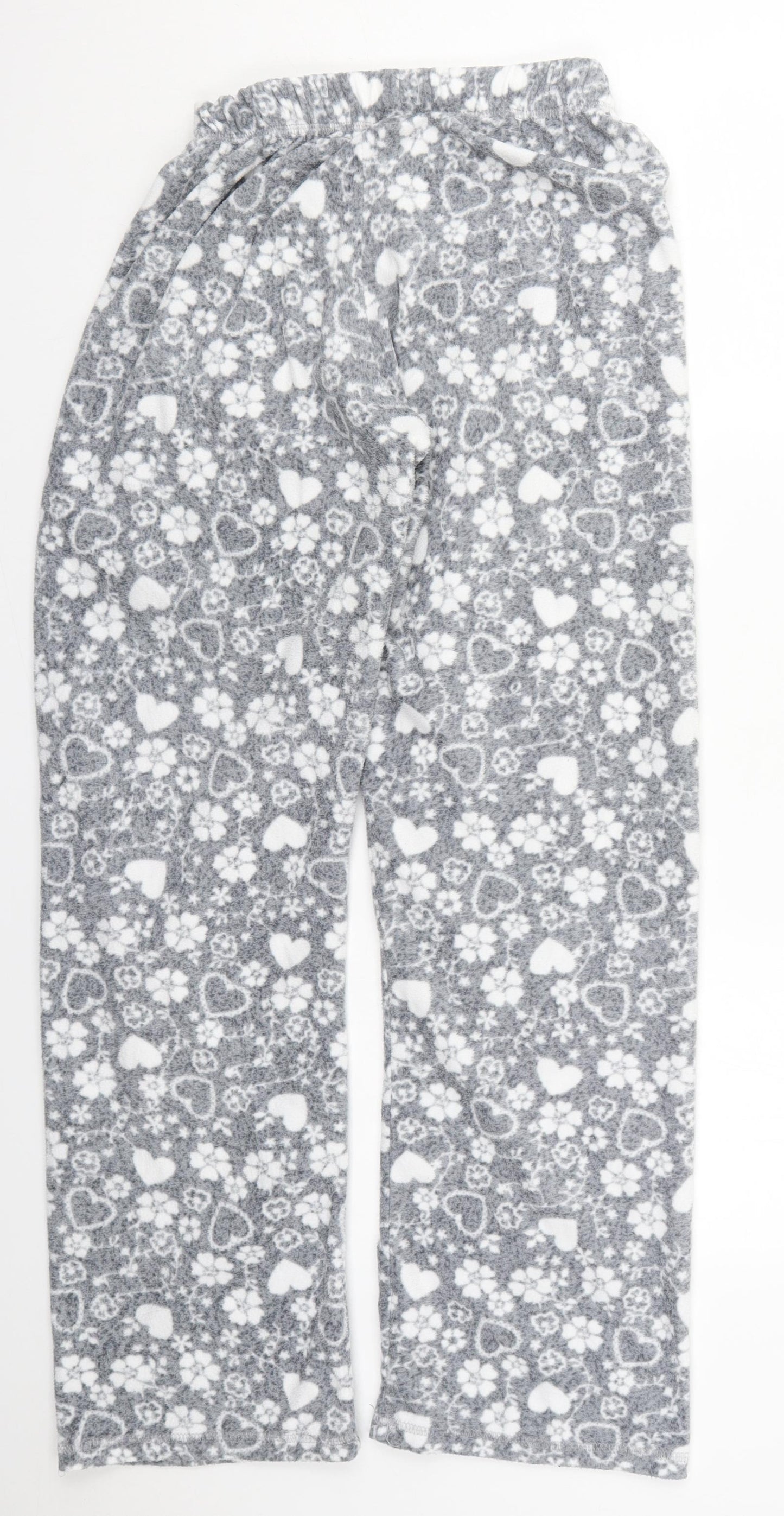 Primark Womens Grey Floral Polyester Trousers  Size 6 L28 in Regular  - Pyjama Pants