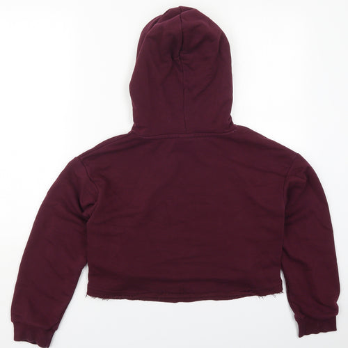 PUMA Womens Purple  Cotton Pullover Hoodie Size 6  Pullover - Distressed Hem