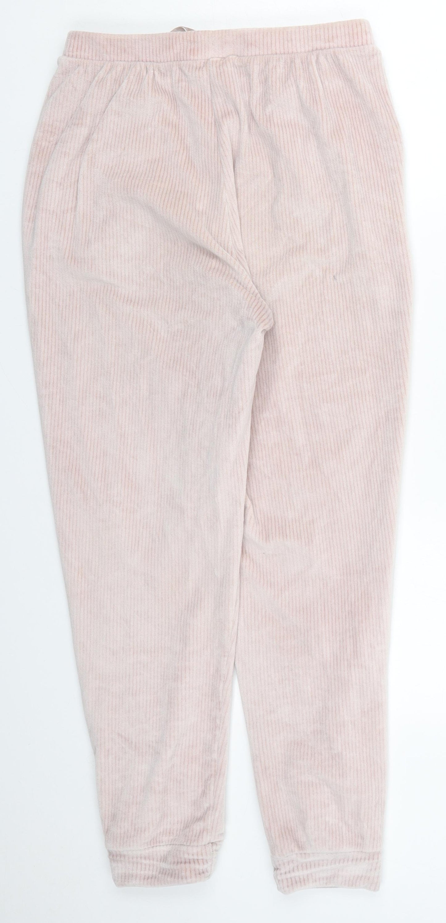TU Womens Pink Striped Polyester Trousers  Size 8 L26 in Regular Drawstring - Pyjama Pants