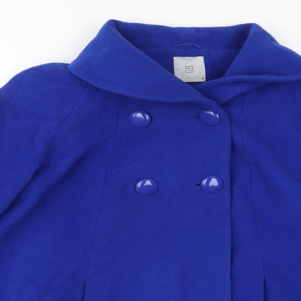TU Womens Blue   Pea Coat Coat Size 18  Button