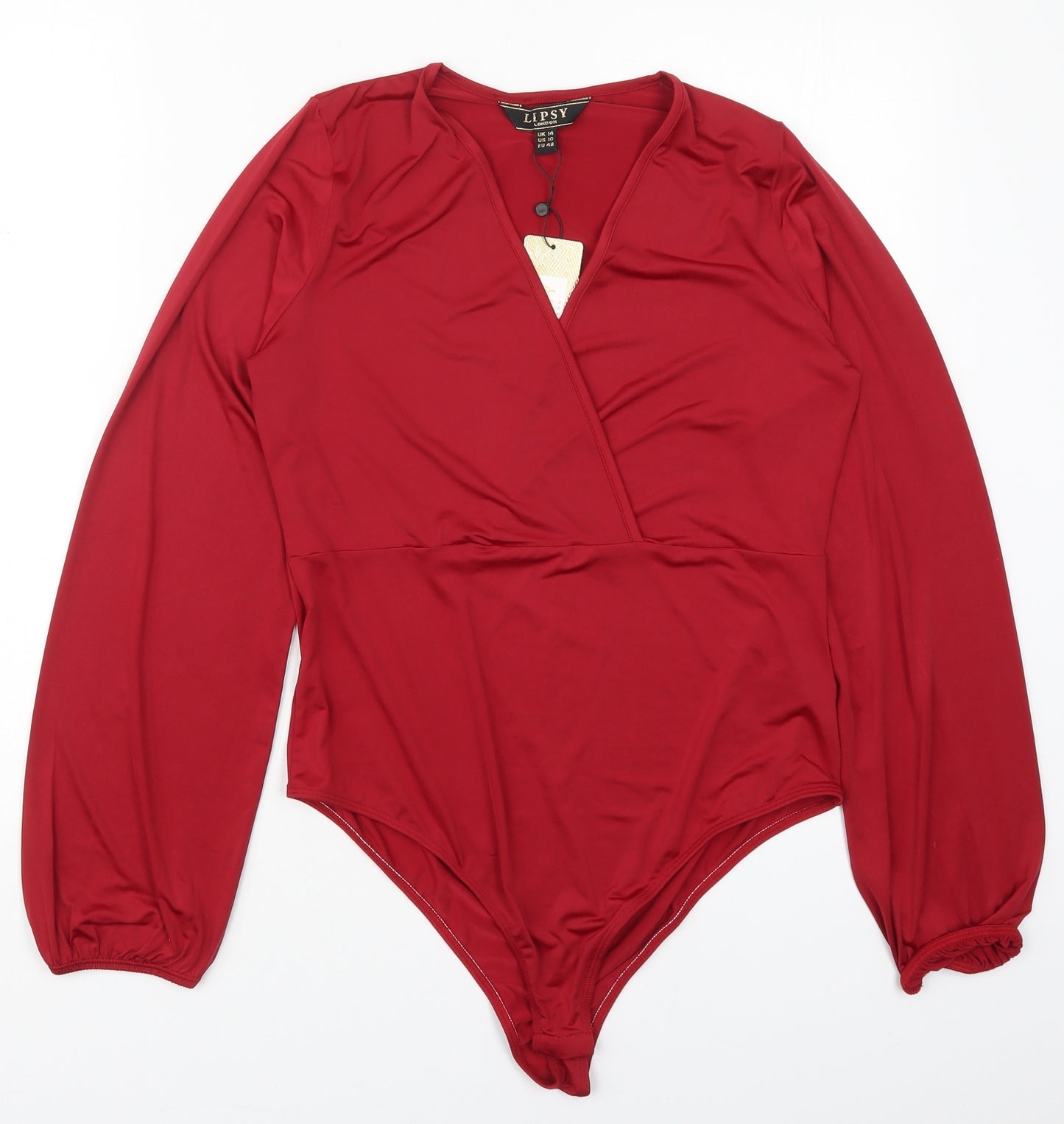 Lipsy Womens Red  Polyester Bodysuit One-Piece Size 14  Button