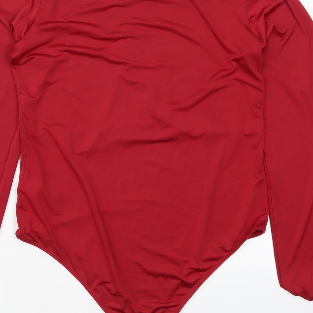 Lipsy Womens Red  Polyester Bodysuit One-Piece Size 14  Button