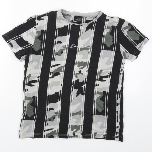 NEXT Boys Black Camouflage Cotton Basic T-Shirt Size 11 Years Crew Neck Pullover - Limited Edition