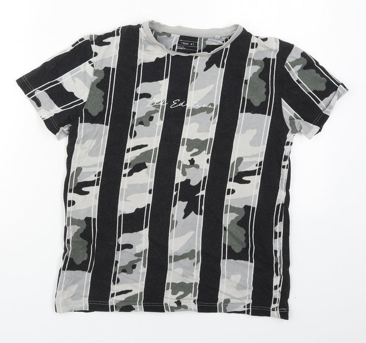 NEXT Boys Black Camouflage Cotton Basic T-Shirt Size 11 Years Crew Neck Pullover - Limited Edition