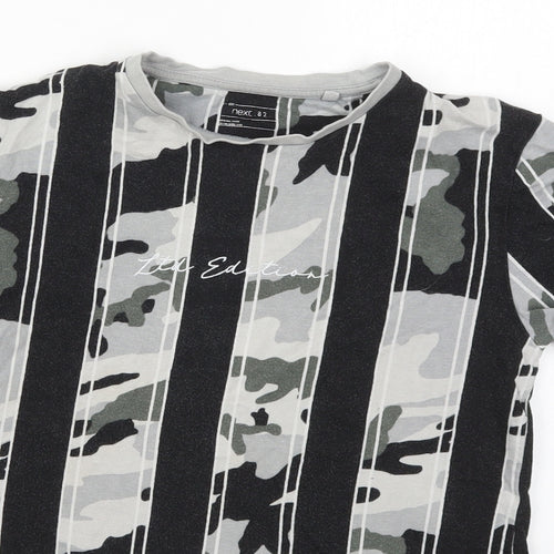 NEXT Boys Black Camouflage Cotton Basic T-Shirt Size 11 Years Crew Neck Pullover - Limited Edition