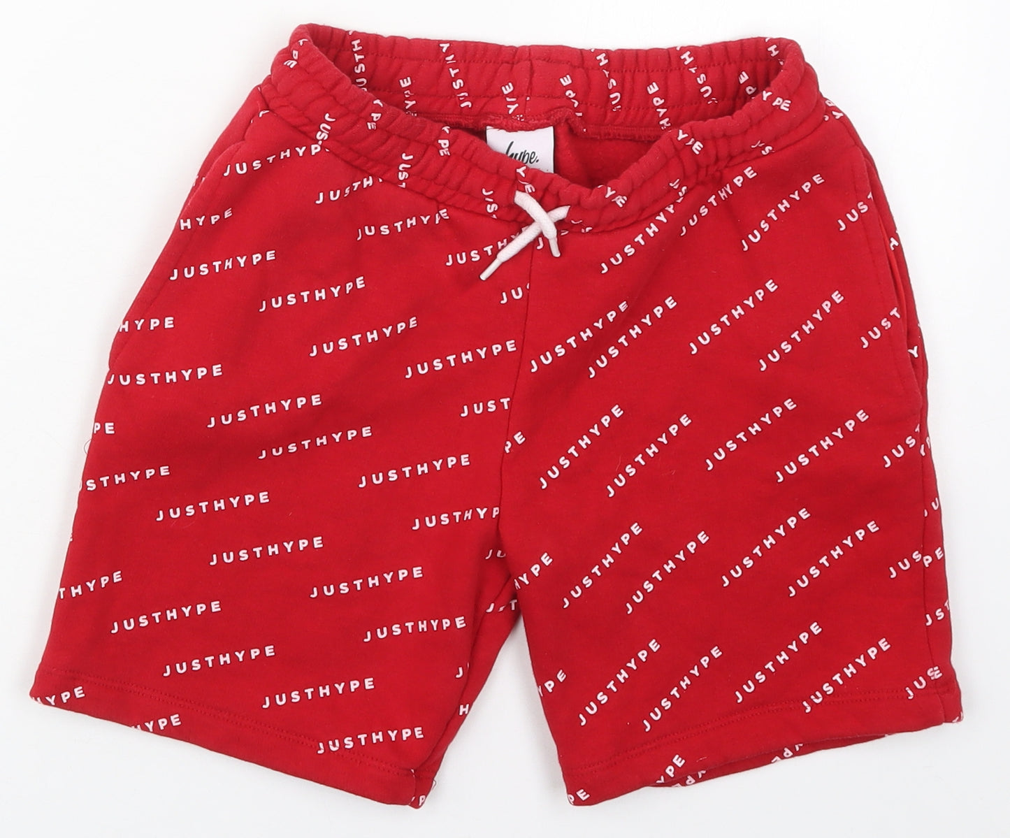Hype Boys Red  Cotton Sweat Shorts Size 11-12 Years  Regular Drawstring - Just Hype