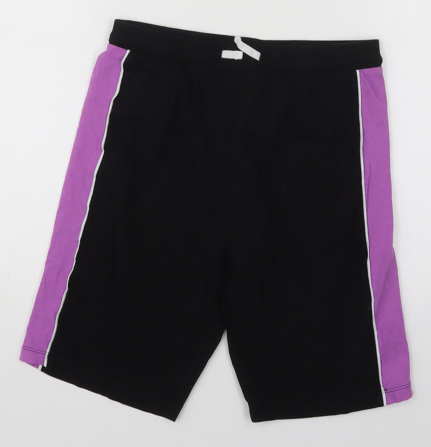 NEXT Boys Black  Cotton Sweat Shorts Size 11 Years  Regular Drawstring - Purple