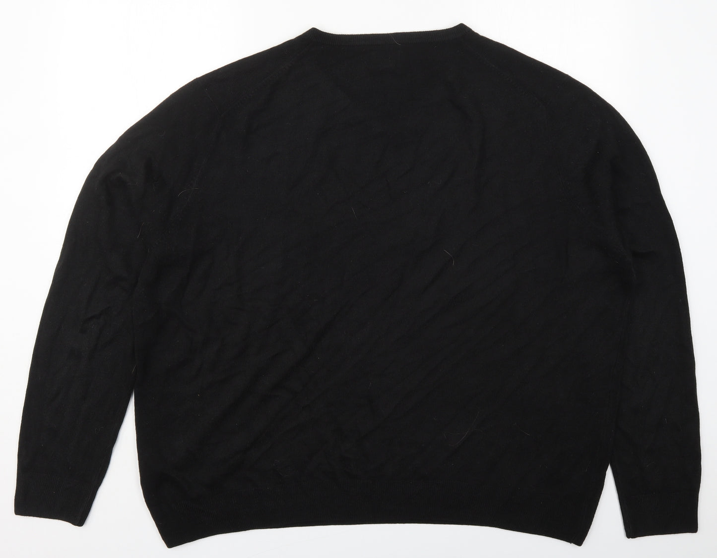 F&F Mens Black V-Neck  Acrylic Pullover Jumper Size 3XL