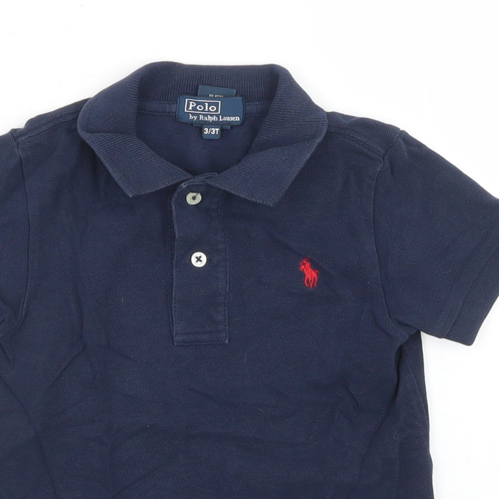 Polo Ralph Lauren Boys Blue  Cotton Basic Polo Size 3 Years Collared