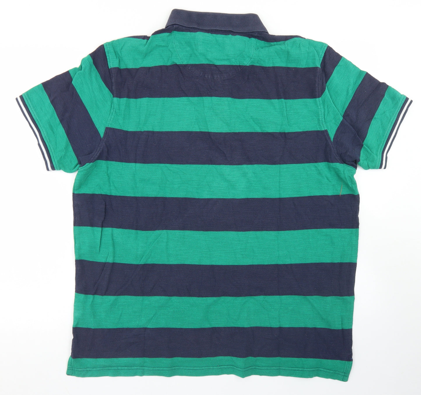 Blue Harbour Mens Blue Striped Cotton  Polo Size XL Collared Button