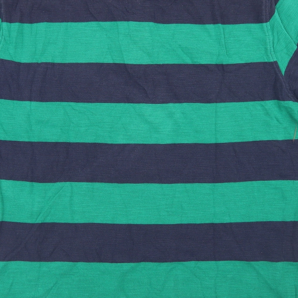 Blue Harbour Mens Blue Striped Cotton  Polo Size XL Collared Button