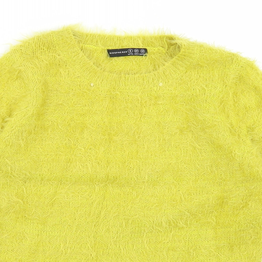 Atmosphere Womens Green Crew Neck  Nylon Pullover Jumper Size 6