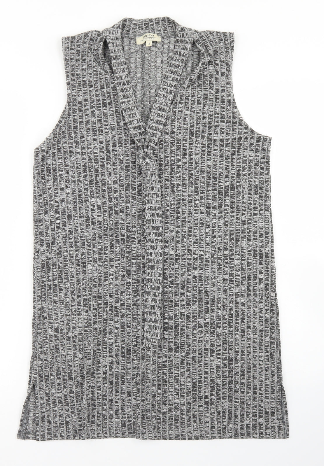 Papaya Womens Grey  Viscose A-Line  Size 12  V-Neck  - Tie Neck