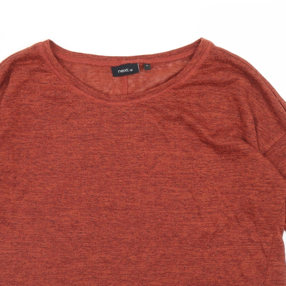 NEXT Womens Brown  Polyester Basic T-Shirt Size 14 Round Neck