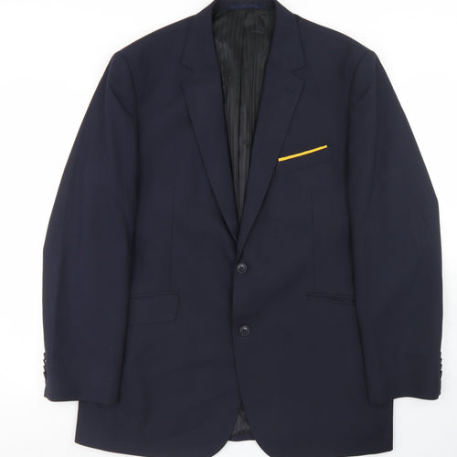 Everyone Mens Blue  Polyester Jacket Blazer Size 44