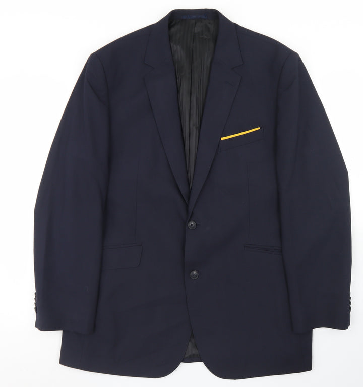 Everyone Mens Blue  Polyester Jacket Blazer Size 44