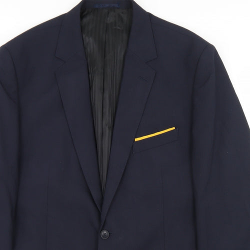 Everyone Mens Blue  Polyester Jacket Blazer Size 44
