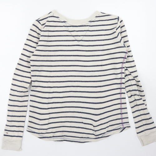 Hilfiger Denim Womens Beige Striped Cotton Pullover Sweatshirt Size XS