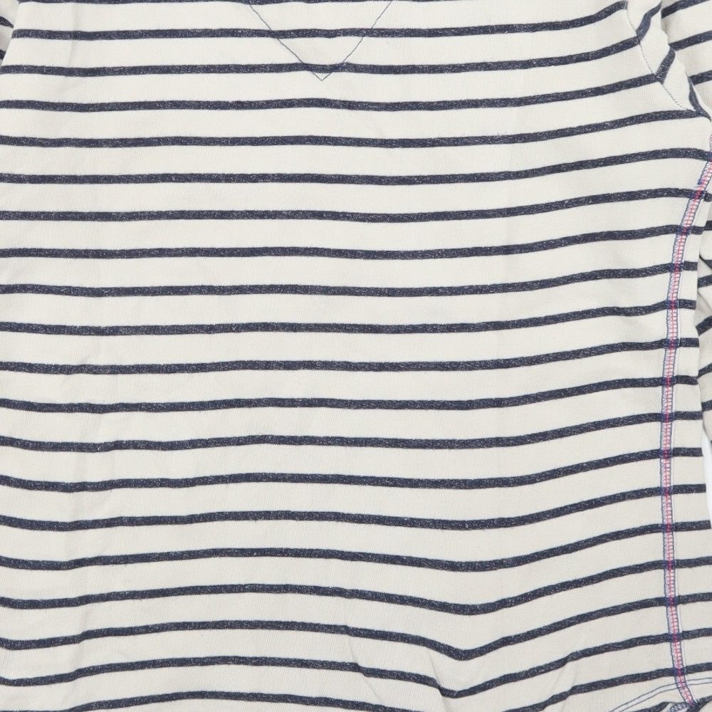 Hilfiger Denim Womens Beige Striped Cotton Pullover Sweatshirt Size XS