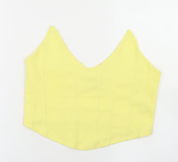 Missguided Womens Yellow  Polyester Cropped Tank Size 14 Sweetheart - Bandeau