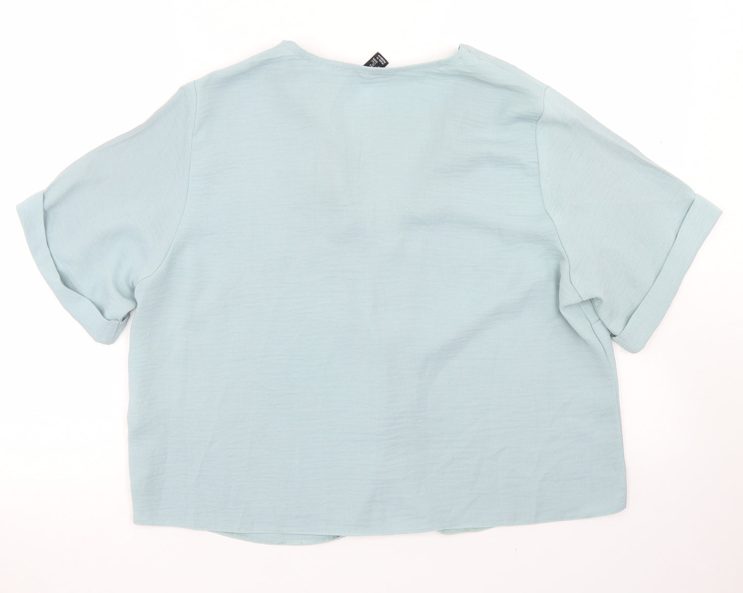 New Look Womens Blue  Polyester Cropped Blouse Size 16 Round Neck