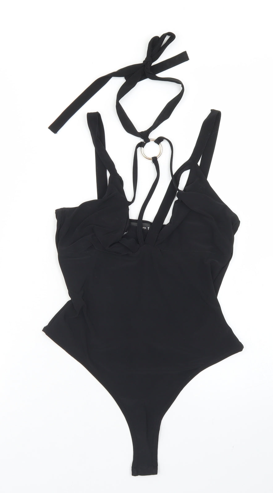 Club L Womens Black  Polyester Bodysuit One-Piece Size 10  Snap