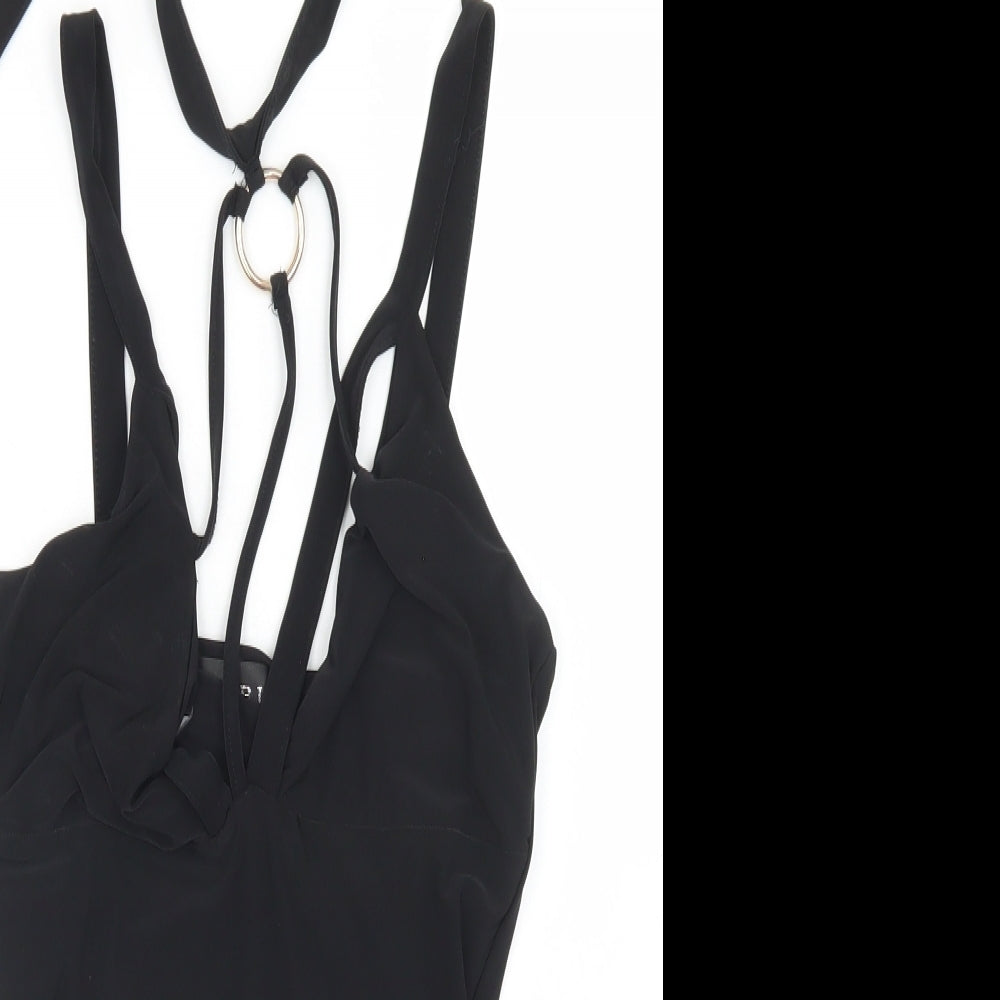 Club L Womens Black  Polyester Bodysuit One-Piece Size 10  Snap