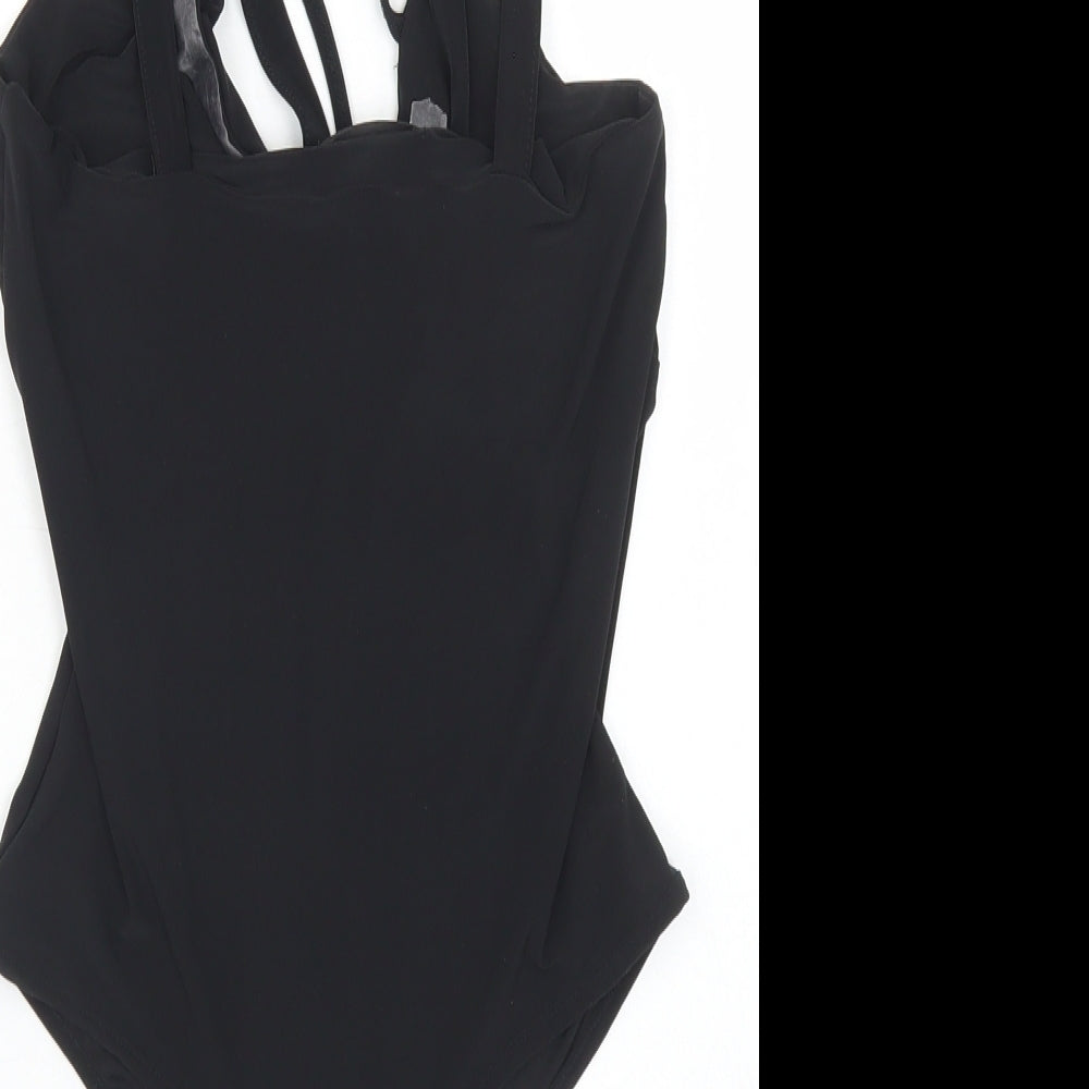 Club L Womens Black  Polyester Bodysuit One-Piece Size 10  Snap