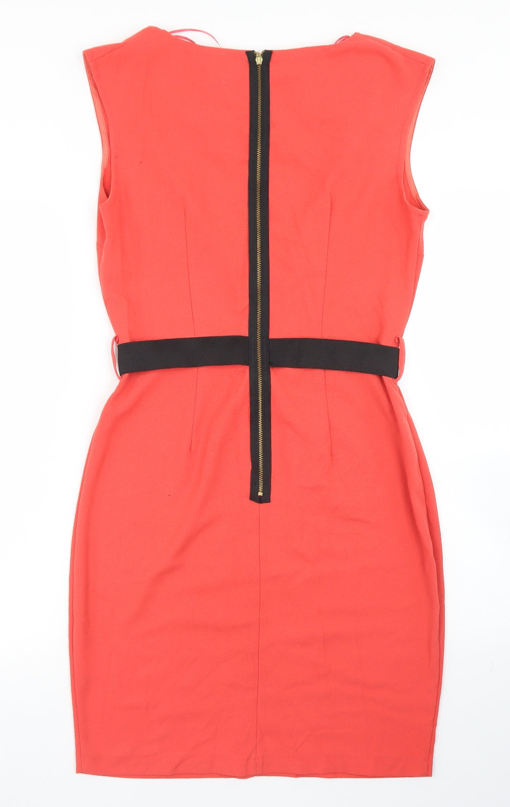 Closet Womens Orange  Polyester Pencil Dress  Size 12  Round Neck Zip