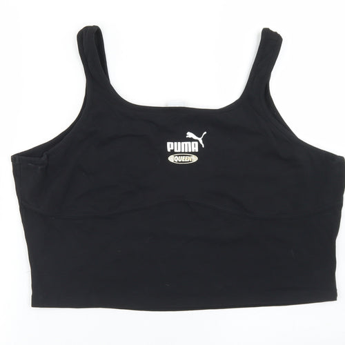 PUMA Womens Black  Cotton Cropped Tank Size 3XL Round Neck
