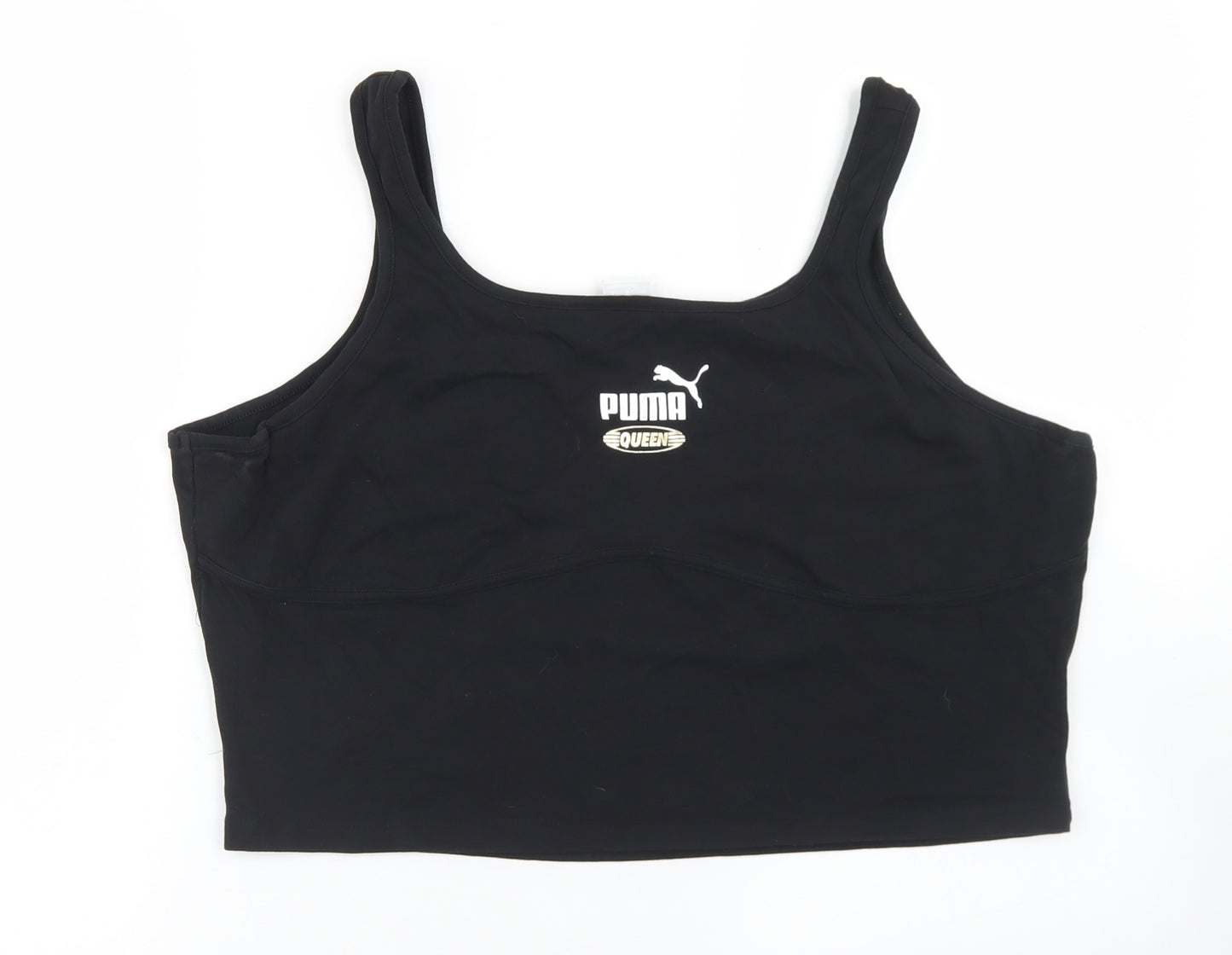 PUMA Womens Black  Cotton Cropped Tank Size 3XL Round Neck
