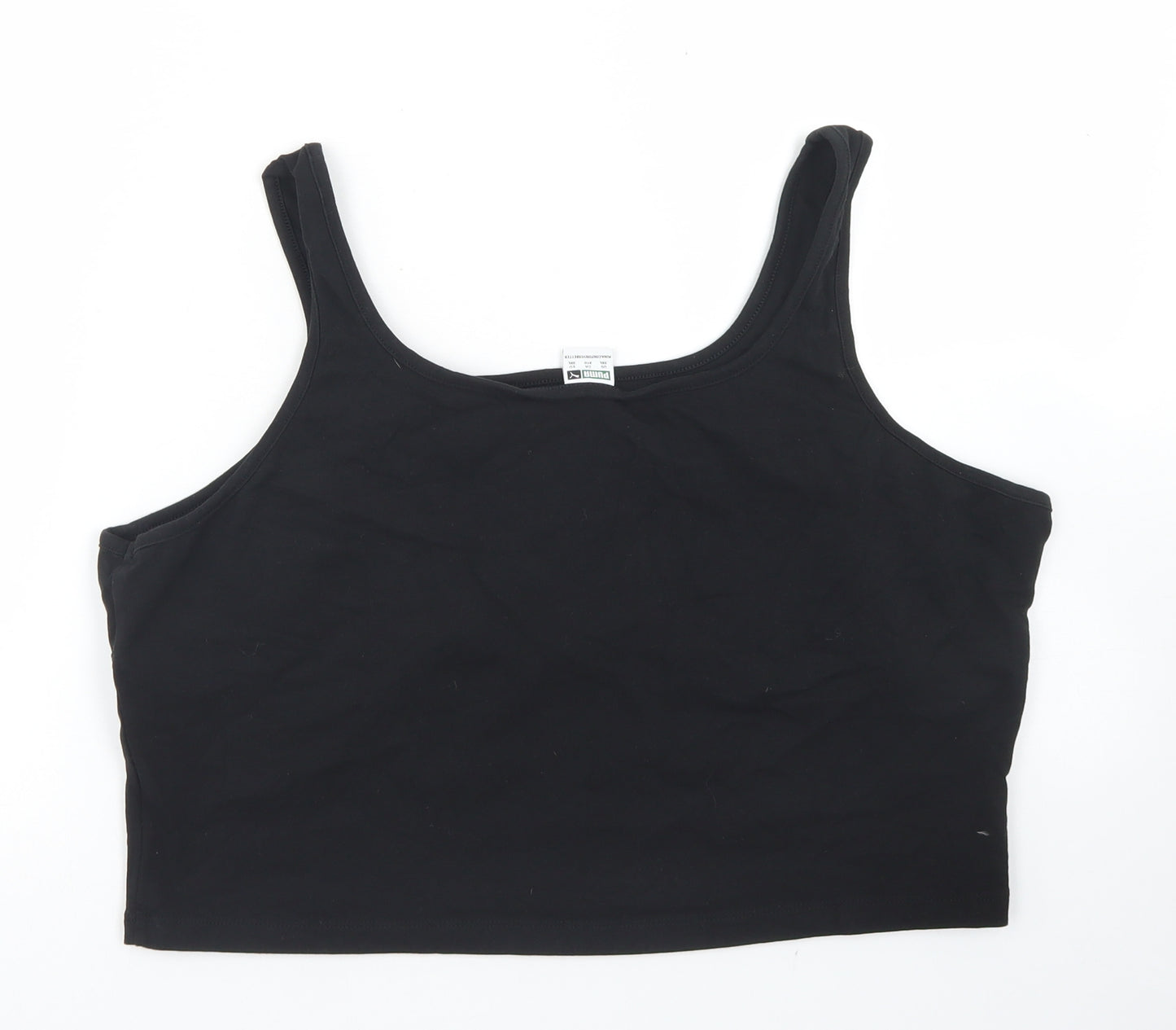 PUMA Womens Black  Cotton Cropped Tank Size 3XL Round Neck