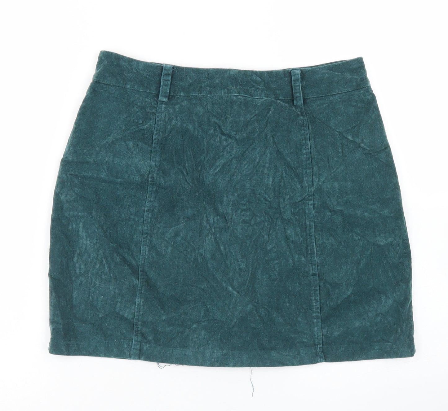 Missguided Womens Blue  Cotton A-Line Skirt Size 10   Button