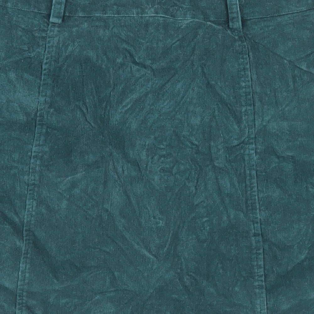 Missguided Womens Blue  Cotton A-Line Skirt Size 10   Button