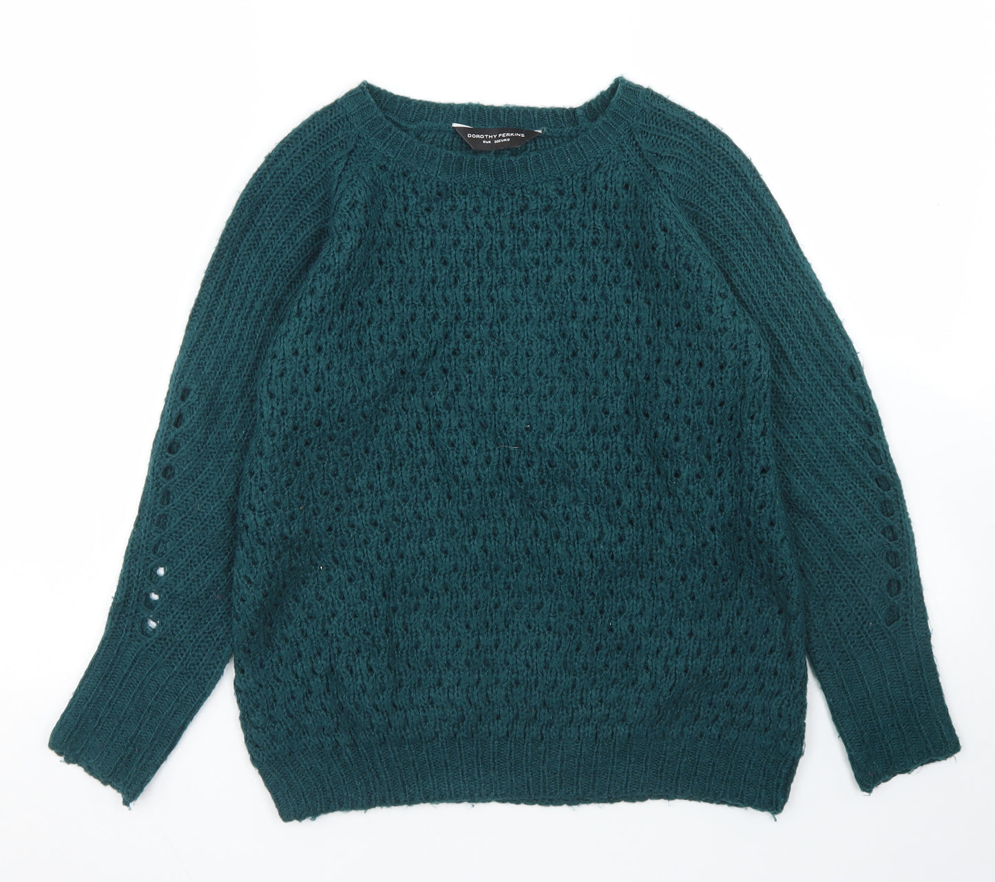 Dorothy Perkins Womens Green Crew Neck  Acrylic Pullover Jumper Size 8