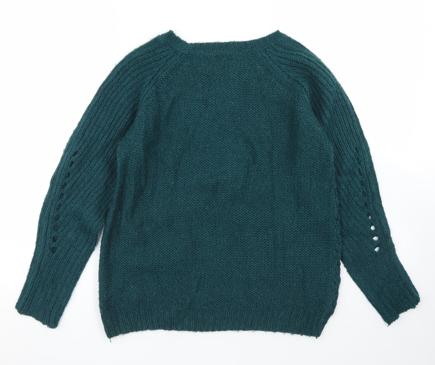 Dorothy Perkins Womens Green Crew Neck  Acrylic Pullover Jumper Size 8