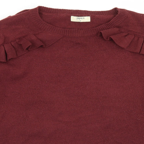 Papaya Womens Purple Crew Neck  Acrylic Pullover Jumper Size M