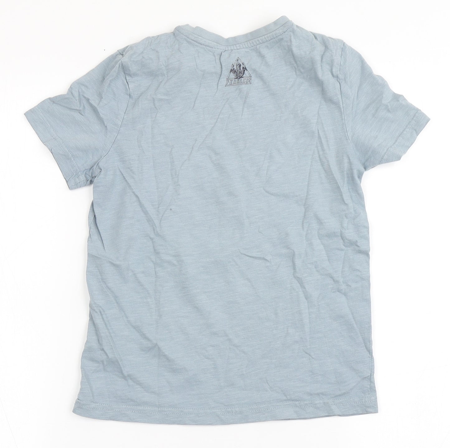 F&F Boys Blue  100% Cotton Basic T-Shirt Size 6-7 Years Round Neck  - Dinosaur
