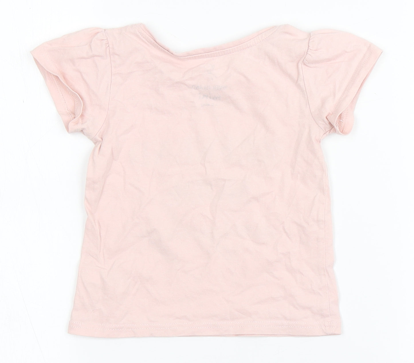 River Island Girls Pink  100% Cotton Basic T-Shirt Size 9-12 Months Round Neck  - Weekend mode