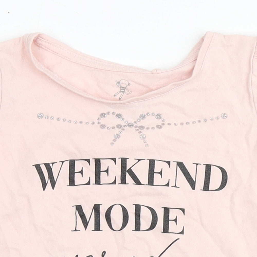 River Island Girls Pink  100% Cotton Basic T-Shirt Size 9-12 Months Round Neck  - Weekend mode