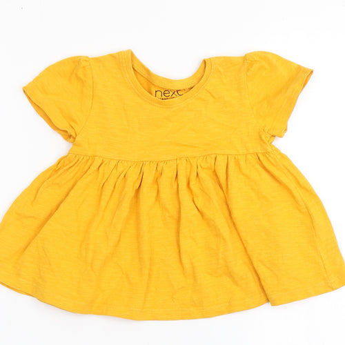 NEXT Girls Yellow  100% Cotton A-Line  Size 12-18 Months  Round Neck