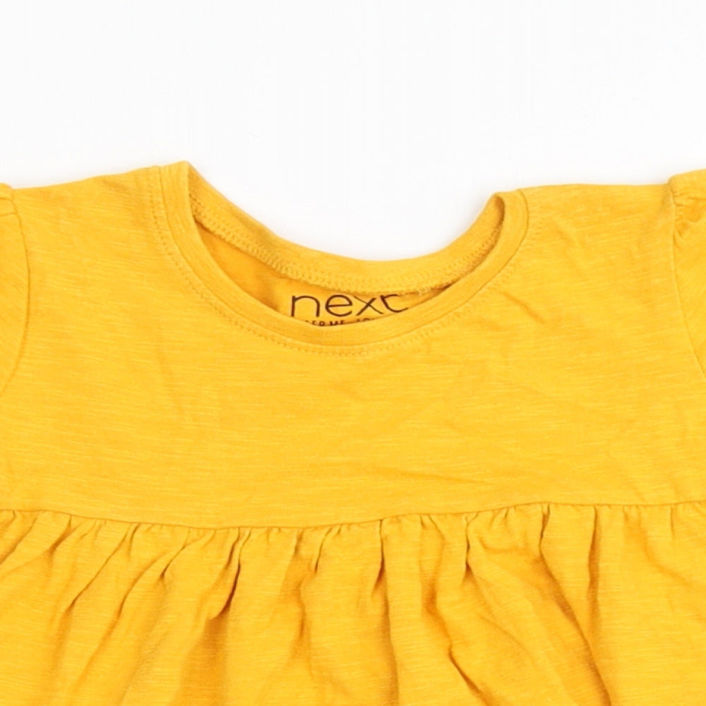 NEXT Girls Yellow  100% Cotton A-Line  Size 12-18 Months  Round Neck