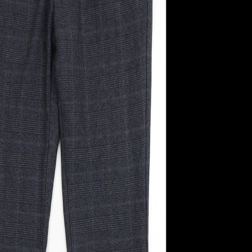 NEXT Mens Blue Check Polyester Dress Pants Trousers Size 36 L30 in Regular Button