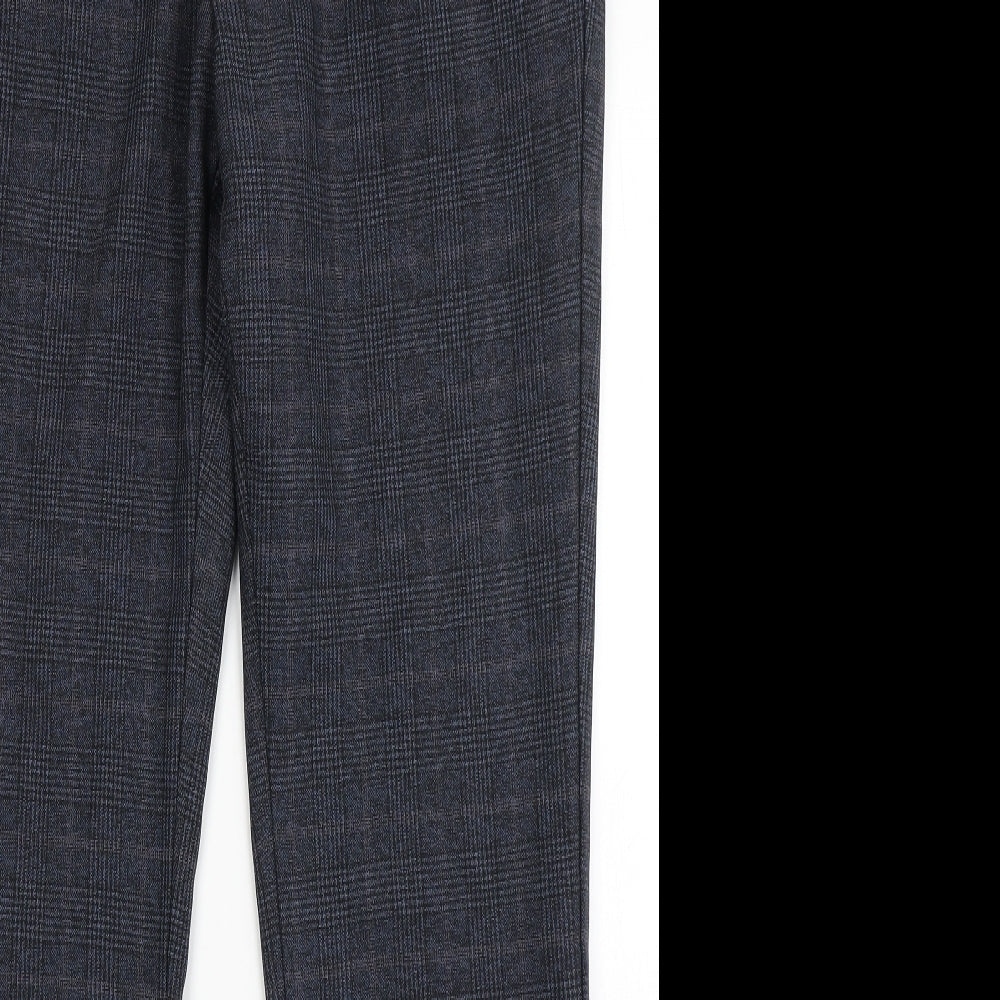 NEXT Mens Blue Check Polyester Dress Pants Trousers Size 36 L30 in Regular Button